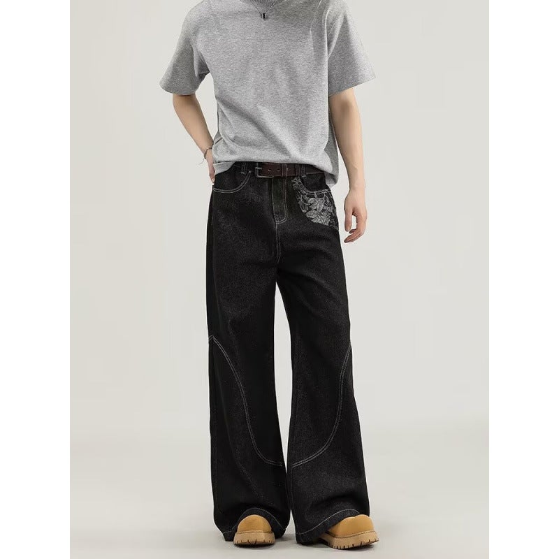 Unisex Classic Denim Jeans Loose Fit Daily Outdoor Wear - Image 2