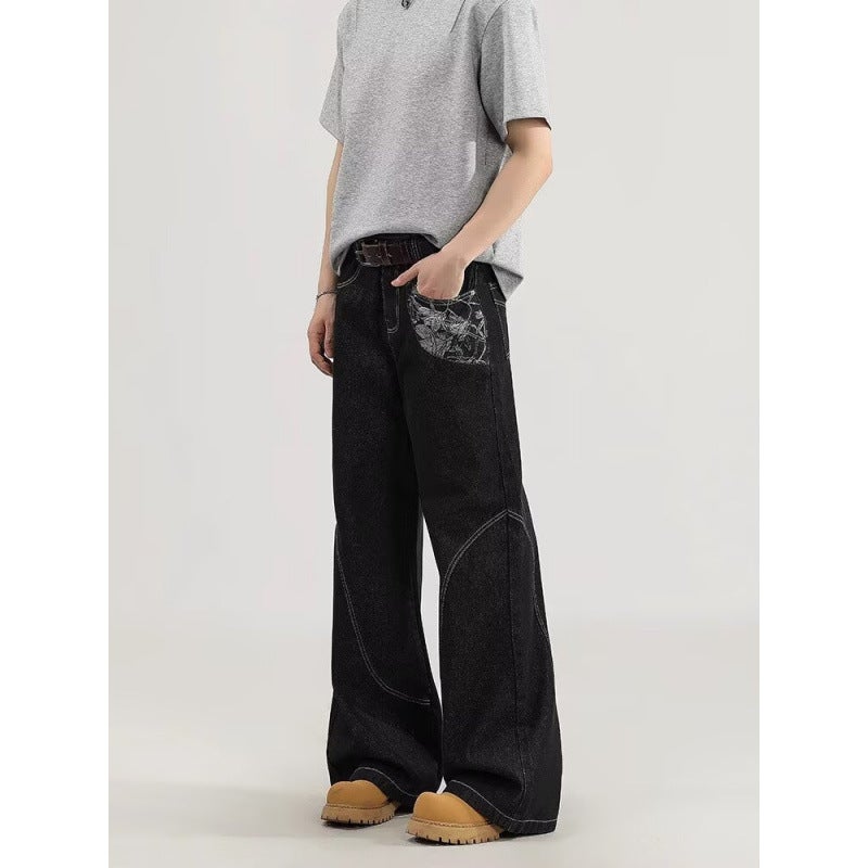 Unisex Classic Denim Jeans Loose Fit Daily Outdoor Wear - Image 3