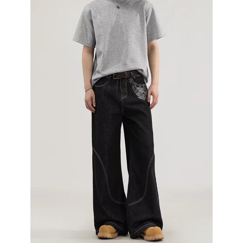 Unisex Classic Denim Jeans Loose Fit Daily Outdoor Wear - Image 4