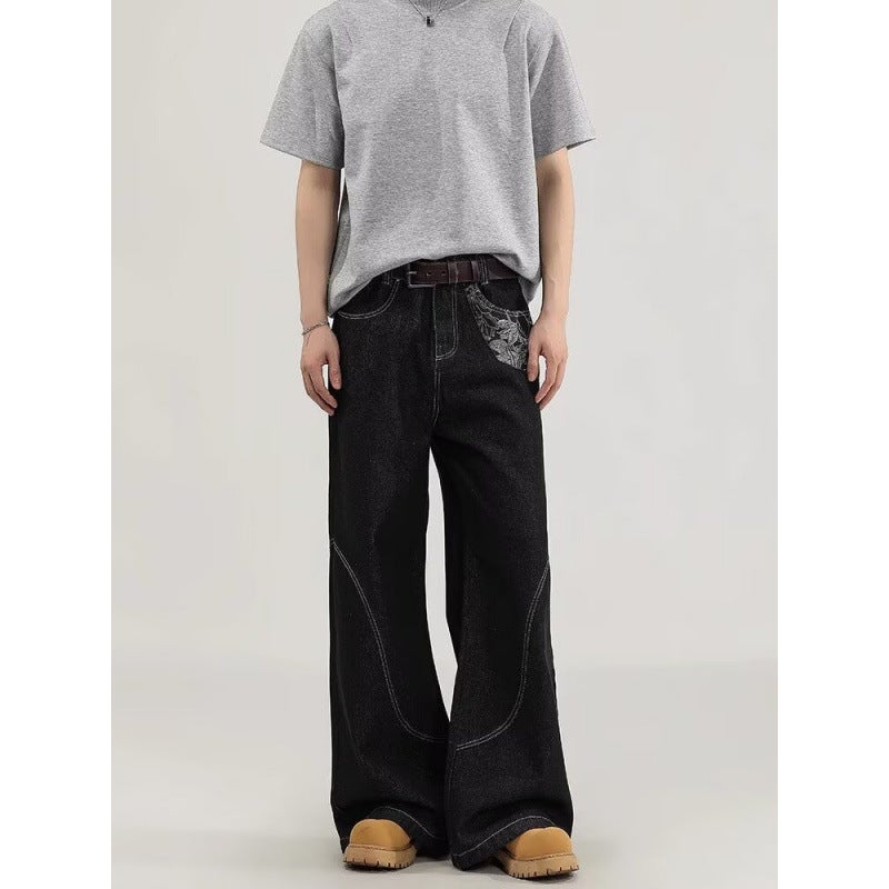 Unisex Classic Denim Jeans Loose Fit Daily Outdoor Wear - Image 5