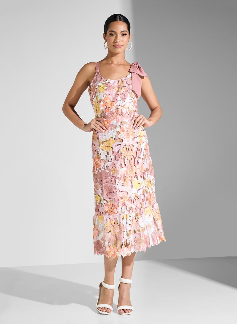 Just Me Floral Lace Midi Dress - Image 5