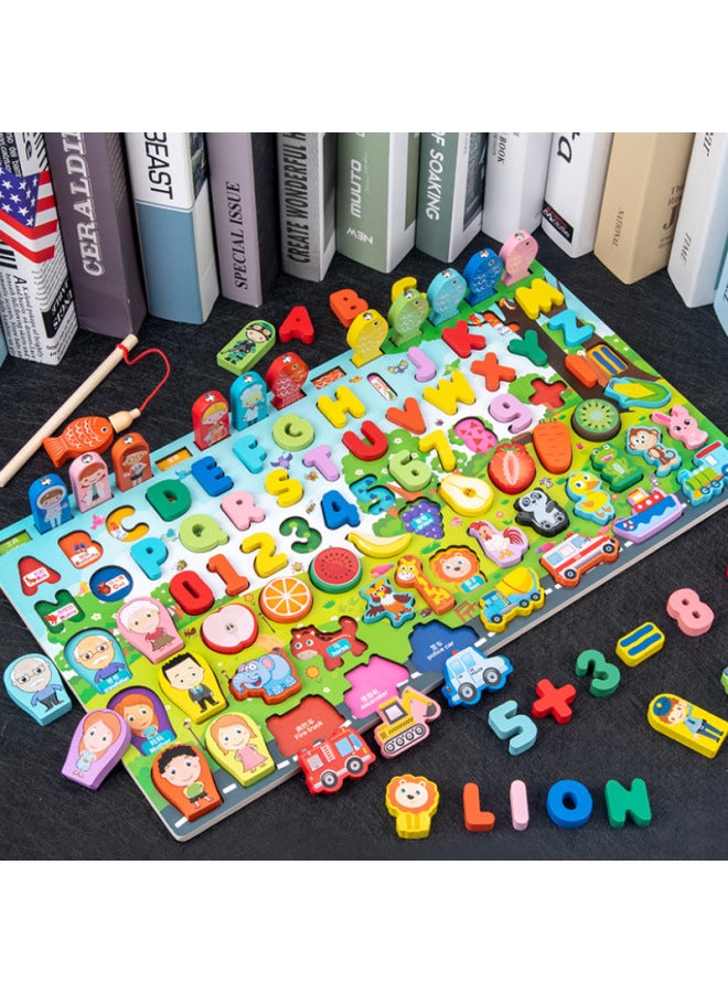 مكعبات بناء رقمية للأطفال، أحجية أشكال حيوانات، إصدار الحروف الأبجدية من الفاكهة، ألعاب تطوير الذكاء للتعليم المبكر - اللون: التعليم المبكر King 【الانفجارات】 نمط البراري الإنجليزي - Image 1