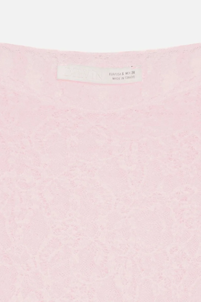 Dilvin Blush Pink DILVIN Slim Fit Lace Boat Neck Blouse for Women | Best Price UAE