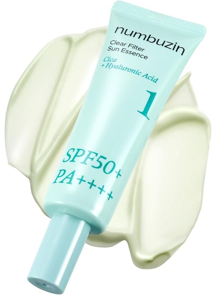 numbuzin No.1 Clear Filter Sun Essence 1.69 fl oz (1 Pack) – No White Cast, Moisturizing, Cooling, Light Finish Sunscreen - Image 2