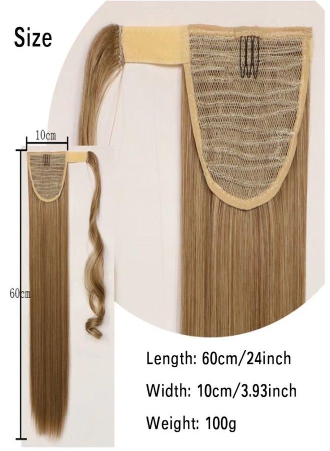 iLUU 24" Snow White Color Ponytail Straight Hair Extensions Wig Magic Paste Wrap Around Clip in Ponytail Synthetic Hairpiece for Women 100g (#1001 - White Hair) - Image 2