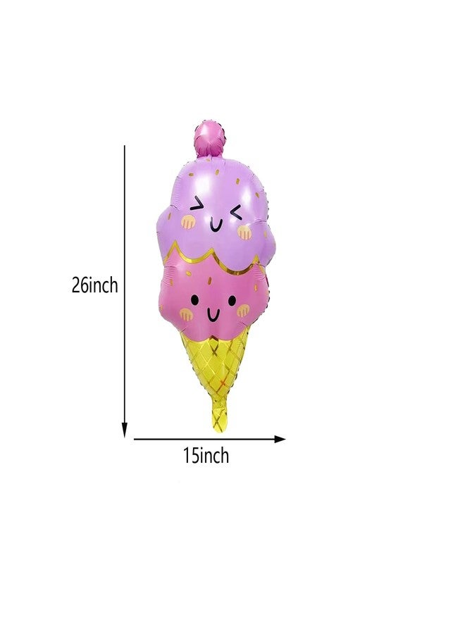 DYT 6PCS Large Ice Cream Mylar Balloons for Summer Hawaii Luau Birthday Baby Shower Party Decorations - Image 5
