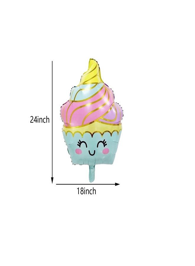 DYT 6PCS Large Ice Cream Mylar Balloons for Summer Hawaii Luau Birthday Baby Shower Party Decorations - Image 3