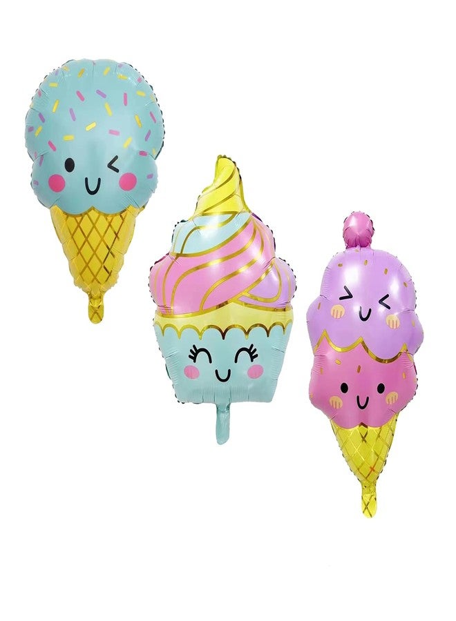 DYT 6PCS Large Ice Cream Mylar Balloons for Summer Hawaii Luau Birthday Baby Shower Party Decorations - Image 2