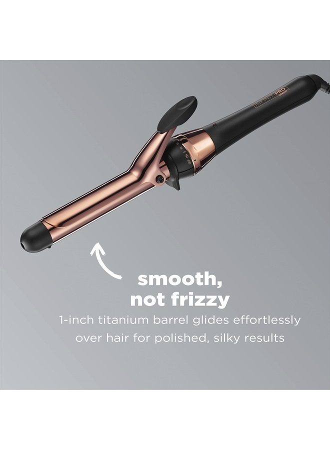 CONAIR إنفينيتي برو من كونير مكواة تجعيد ذهبية وردية من التيتانيوم بقطر 1 إنش، أسطوانة بقطر 1 إنش تنتج تجعيدات كلاسيكية - للاستخدام على الشعر القصير والمتوسط والطويل، ذهب. - Image 2