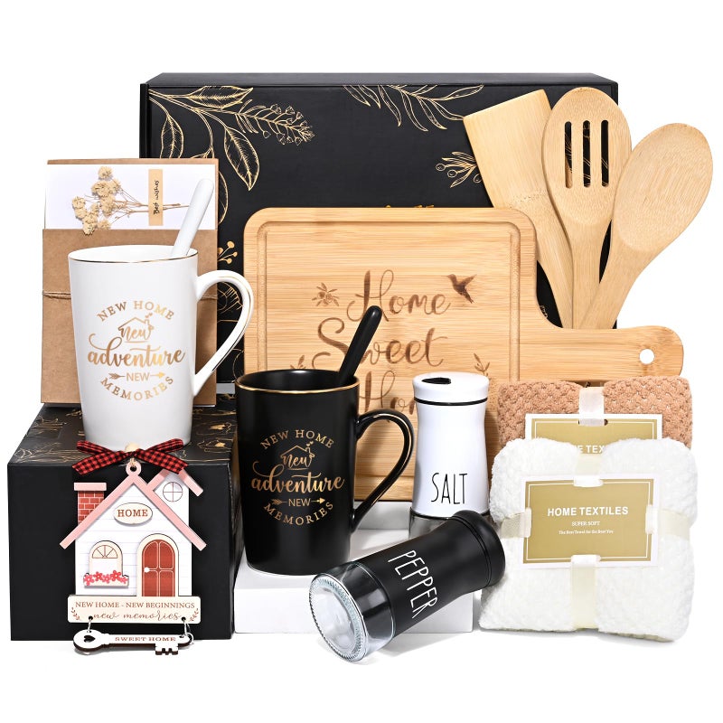 Maustic House Warming Gifts New Home, 12 Pcs New House Gift Basket, Housewarming Present for Homeowners Couples Women, Closing Gifts for Home Buyers - Image 1