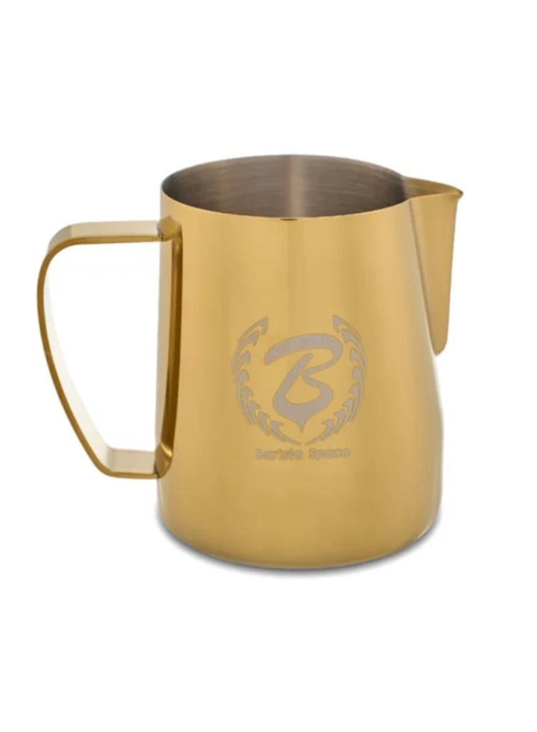 بريستا سبيس إبريق حليب ذهبي لفن اللاتيه - سعة 600 مل ، فولاذ مقاوم للصدأ ممتاز ، مثالي لتصاميم فن اللاتيه للرغوة وسكب - Image 1