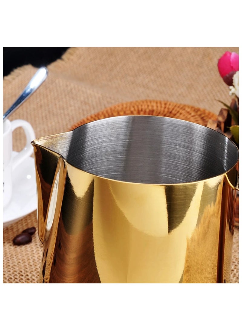 بريستا سبيس إبريق حليب ذهبي لفن اللاتيه - سعة 600 مل ، فولاذ مقاوم للصدأ ممتاز ، مثالي لتصاميم فن اللاتيه للرغوة وسكب - Image 4