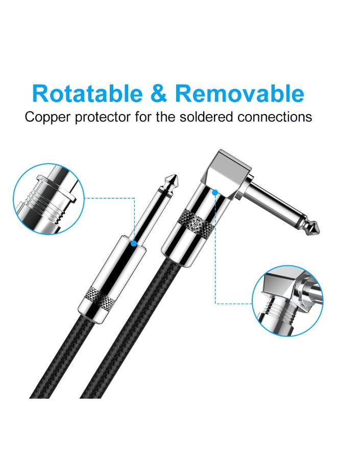 شاربدو كابل جيتار 6 أقدام كابل آلات كهربائية كابل AMP للباس جيتار كهربائي، جيتار باس، مندولين كهربائي، صوت احترافي (زاوية قائمة إلى مستقيم، أسود) - Image 4