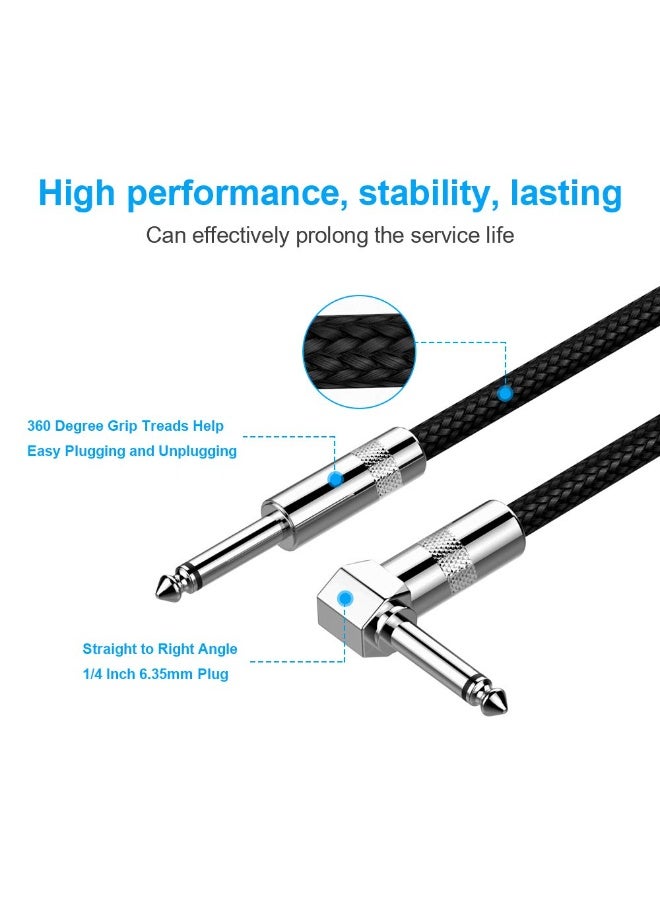 شاربدو كابل جيتار 6 أقدام كابل آلات كهربائية كابل AMP للباس جيتار كهربائي، جيتار باس، مندولين كهربائي، صوت احترافي (زاوية قائمة إلى مستقيم، أسود) - Image 3