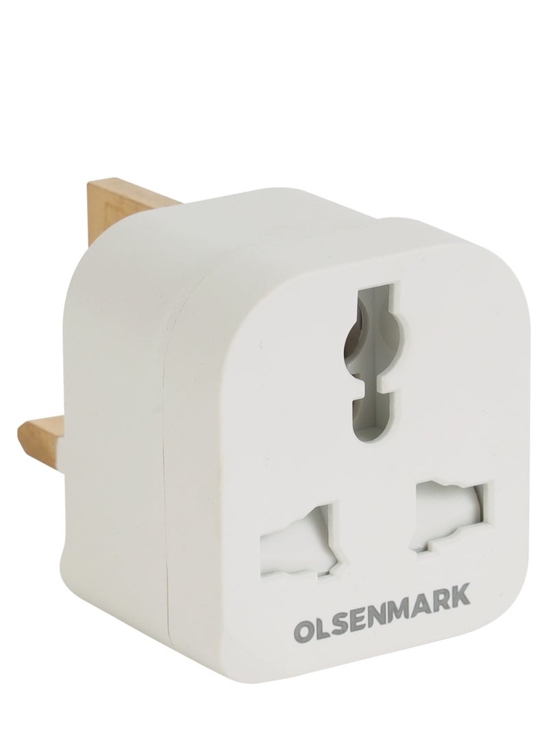 Olsenmark UK Pin to Universal Adaptor Plug OMES1887, PP Housing, Copper Parts and Pin, Global Compatibility, Compact and Portable Design - Image 1