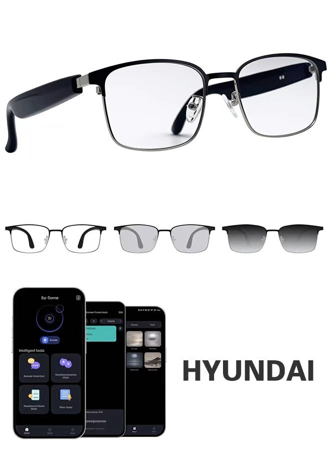 HYUNDAI Ai Translation Glasses For Men Women with 128 Languages Chat Gpt Color-Change Lens Smart Glasses Bluetooth wireless BT 5.3 Listening to music, traveling, fishing, driving - Image 1