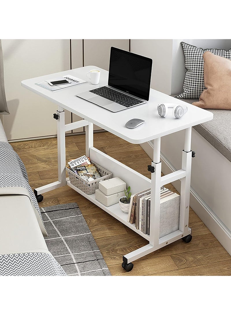 DubaiGallery Adjustable Home Office Desk Portable Study Computer Rolling Desk for Small Spaces Movable Sofa Side Bed Table on Wheels Student Small Standing Laptop Desk with Storage - Image 1