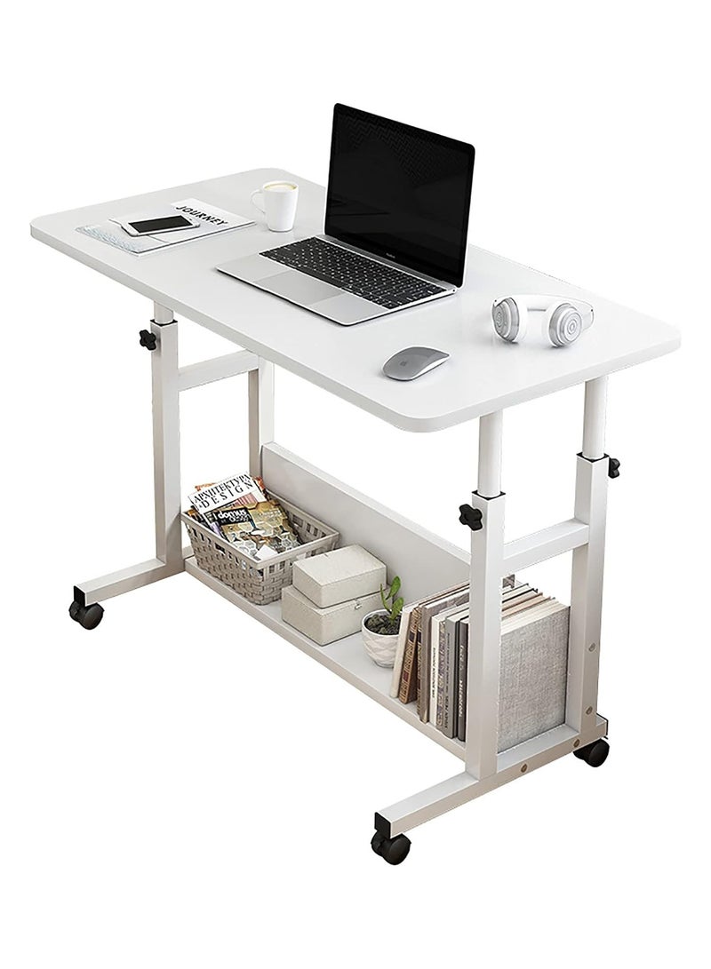 DubaiGallery Adjustable Home Office Desk Portable Study Computer Rolling Desk for Small Spaces Movable Sofa Side Bed Table on Wheels Student Small Standing Laptop Desk with Storage - Image 2