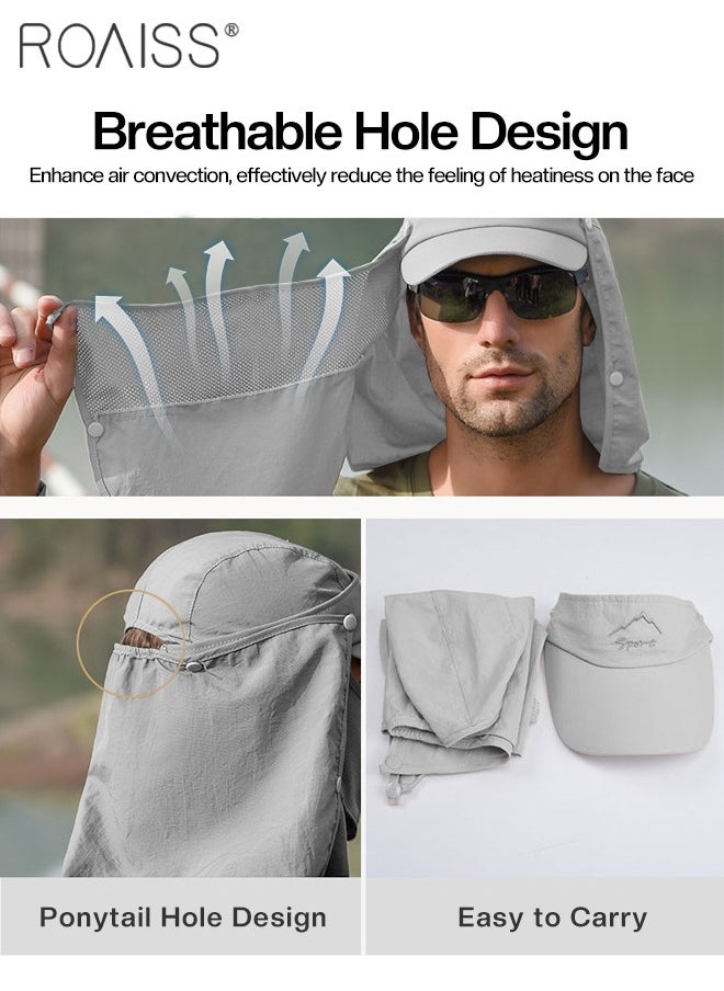 roaiss - Detachable Fishing Hat with Shawl and Face Cover UPF 50+ Anti-UV Soft Foldable Breathable Quick-Drying Sun Hat for Men & Women Adjustable Size Hiking Climbing Outdoor Baseball Cap - Image 1