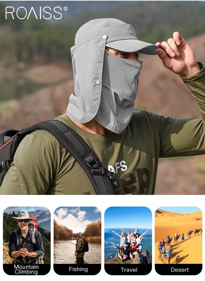 roaiss - Detachable Fishing Hat with Shawl and Face Cover UPF 50+ Anti-UV Soft Foldable Breathable Quick-Drying Sun Hat for Men & Women Adjustable Size Hiking Climbing Outdoor Baseball Cap - Image 1