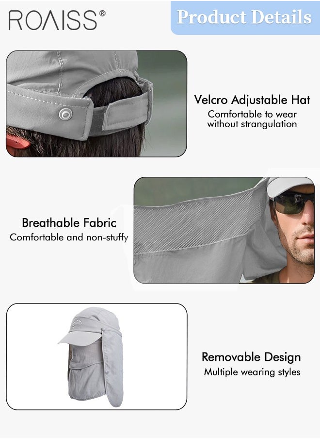 roaiss - Detachable Fishing Hat with Shawl and Face Cover UPF 50+ Anti-UV Soft Foldable Breathable Quick-Drying Sun Hat for Men & Women Adjustable Size Hiking Climbing Outdoor Baseball Cap - Image 1
