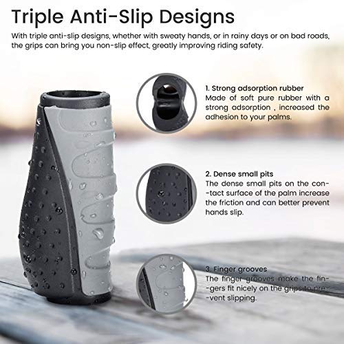 PRUNUS Bike Handlebar Grips, Rubber Ergonomic Antislip Bicycle Handlebar Grips, for MTB Mountain BMX (90MM+130MM) - Image 5
