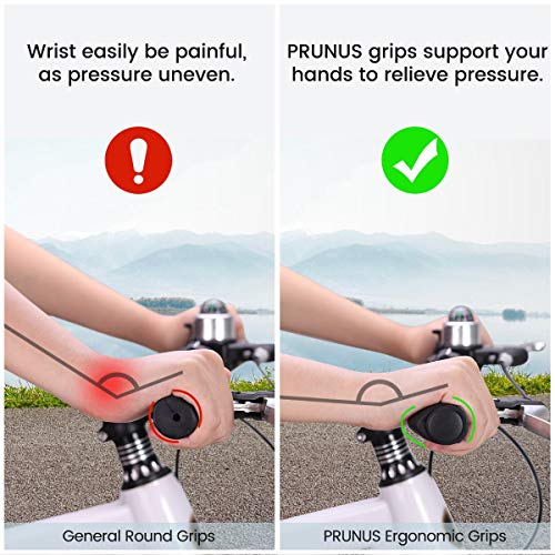 PRUNUS Bike Handlebar Grips, Rubber Ergonomic Antislip Bicycle Handlebar Grips, for MTB Mountain BMX (90MM+130MM) - Image 3