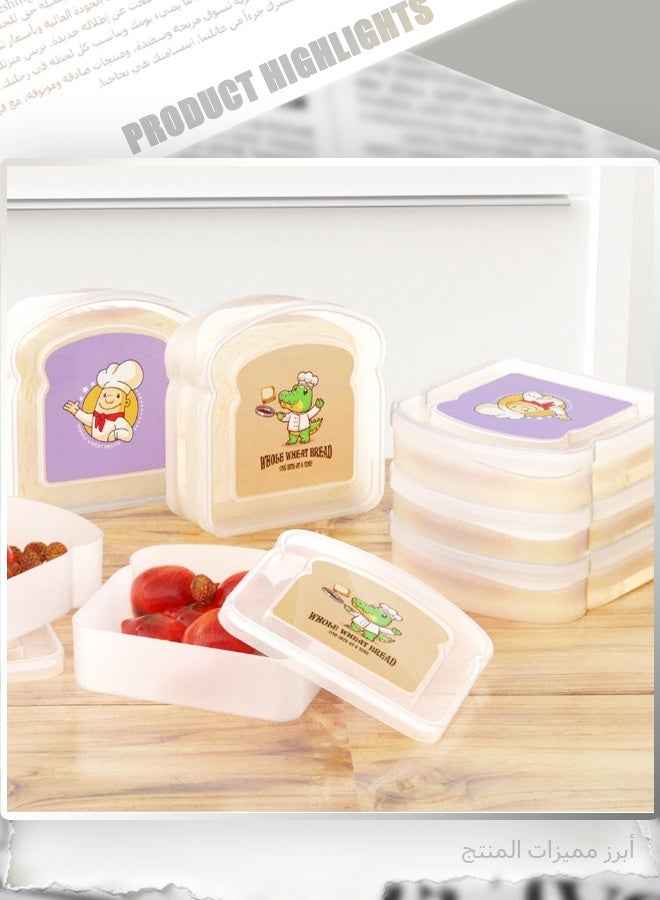 Cute Toaster Bread Lunch Box, 2PCS Cartoon Insulated Food Container for Kids, Microwave Safe Bento Box for School Meal Snacks - Image 3