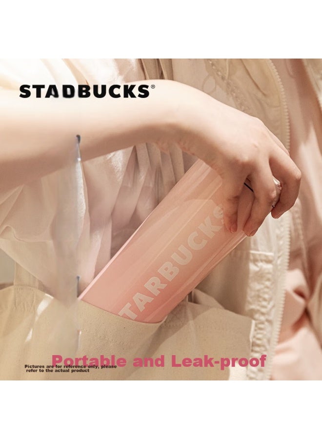 Starbucks كوب ستاربكس المعزول من الفولاذ المقاوم للصدأ بلون زهرة الكرز، 473 مل، للحفاظ على البرودة، كوب سيارة، زجاجة ماء مكتبية، هدية للنساء، هدية عيد ميلاد - Image 2