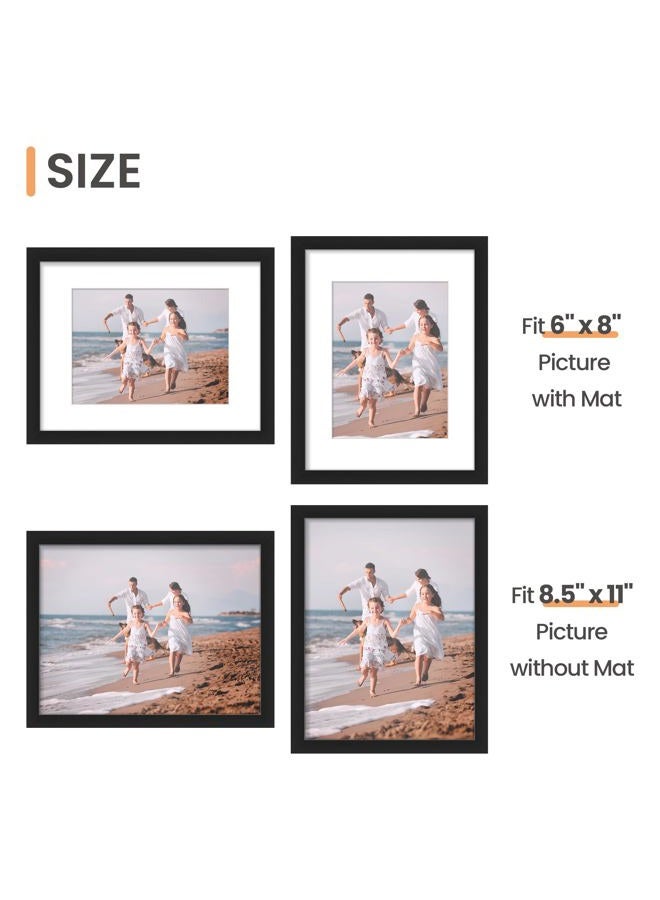 upsimples 8.5x11 Picture Frame Set of 10,Display Pictures 6x8 with Mat or 8.5x11 Without Mat,Certificate Document Frame for Wall and Tabletop Display,Black - Image 5