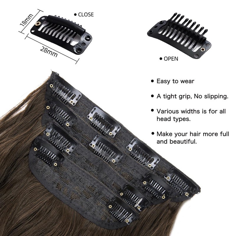 LEEONS Double Weft Synthetic Hair Extension 4PCS Thick Hairpieces Clip in Long Wavy Hair Extensions Chestnut Brown 20 Inch (4pcs, 20Inch, 8/10#) - Image 3