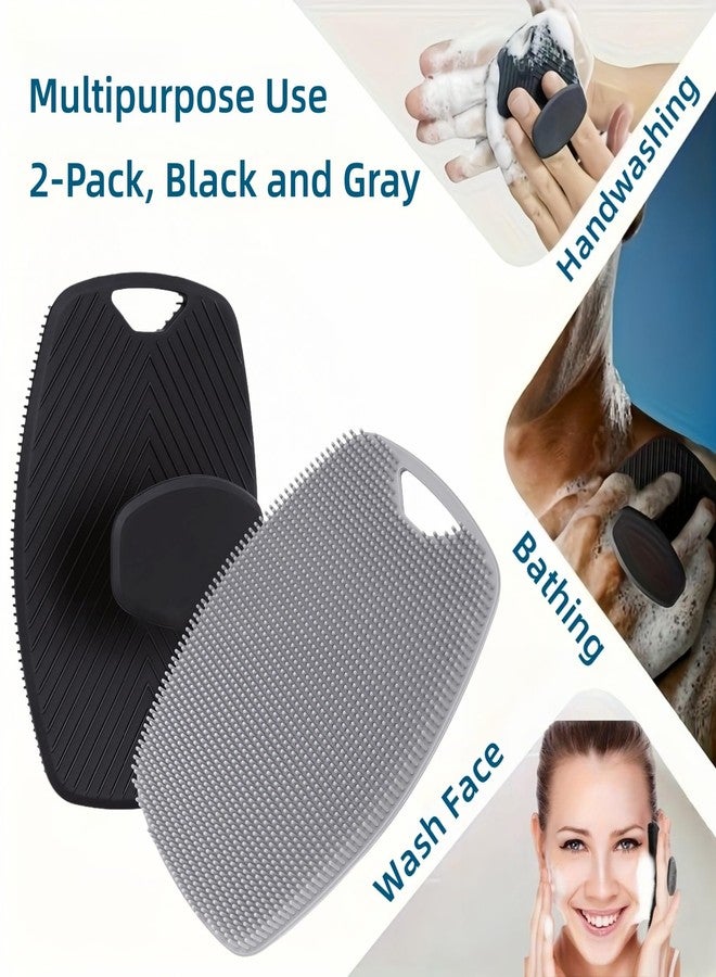 Jopplim 2 Pack Silicone Body Scrubber, Highly Elastic Bristles Handheld Brush for Shower, Lather Well and Gentle Exfoliating, Makes Skin Smooth, for Women and Men, Black and Gray - Image 3