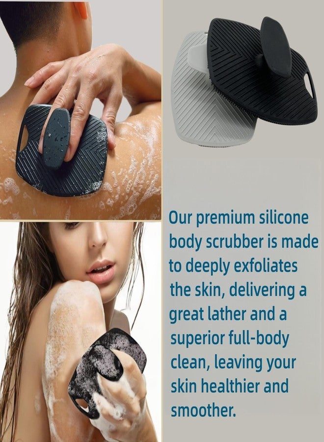Jopplim 2 Pack Silicone Body Scrubber, Highly Elastic Bristles Handheld Brush for Shower, Lather Well and Gentle Exfoliating, Makes Skin Smooth, for Women and Men, Black and Gray - Image 5