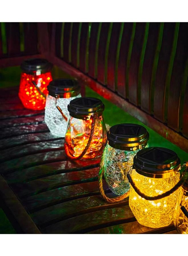 BLUE CORAL فانوس شمسي معلق في وعاء زجاجي متشقق 30 مصباح LED مقاوم للماء لتزيين شجرة الحديقة والفناء والحديقة والعطلات، متعدد الألوان RGB  - Image 4