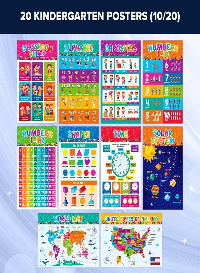 Decorably 20 Vibrant Preschool Classroom Posters, 11x17in Matte-Laminated Toddler Posters Educational Age 2 - Image 3