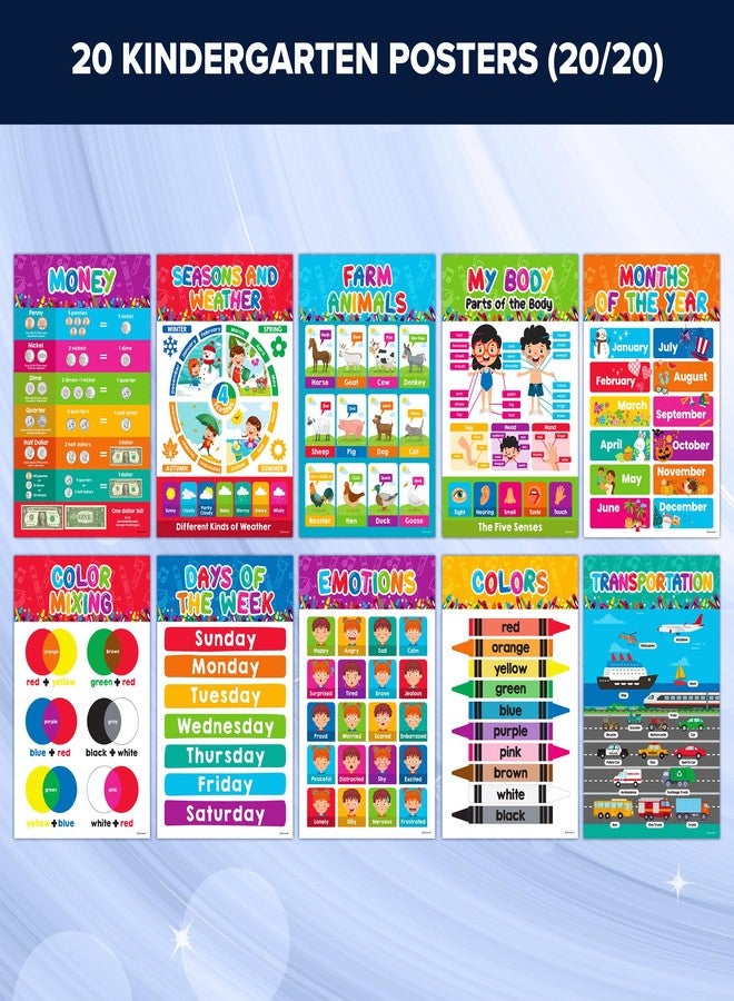 Decorably 20 Vibrant Preschool Classroom Posters, 11x17in Matte-Laminated Toddler Posters Educational Age 2 - Image 4