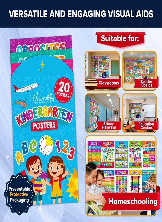Decorably 20 Vibrant Preschool Classroom Posters, 11x17in Matte-Laminated Toddler Posters Educational Age 2 - Image 5