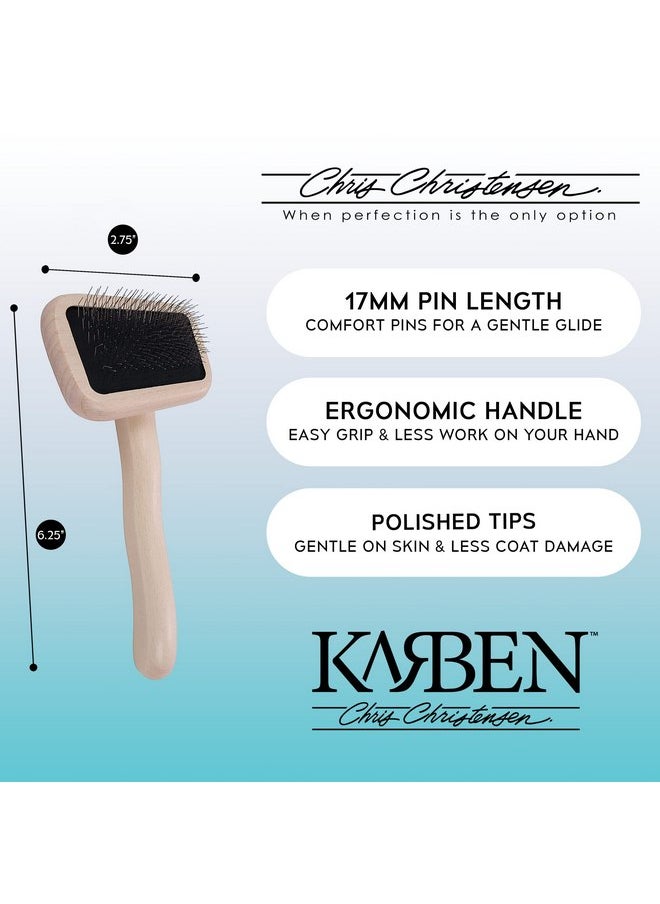 Chris Christensen Chris Christensen Karben I Slicker Brush for Dogs, Groom Like a Professional, Ideal For All Coat Types, Remove Shedding Coat, Tangles and Dead Undercoat, 17 mm Stainless Steel Pins, Extra Small  - Image 3