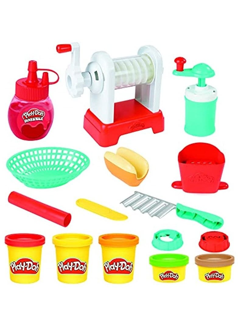 Green Tiger - Play-Doh Kitchen Creations Spiral Fries Playset for Kids 3 Years and Up with Toy French Fry Maker, Play-Doh Drizzle, and 5 Modeling Compound Colors, Non-Toxic - Image 1