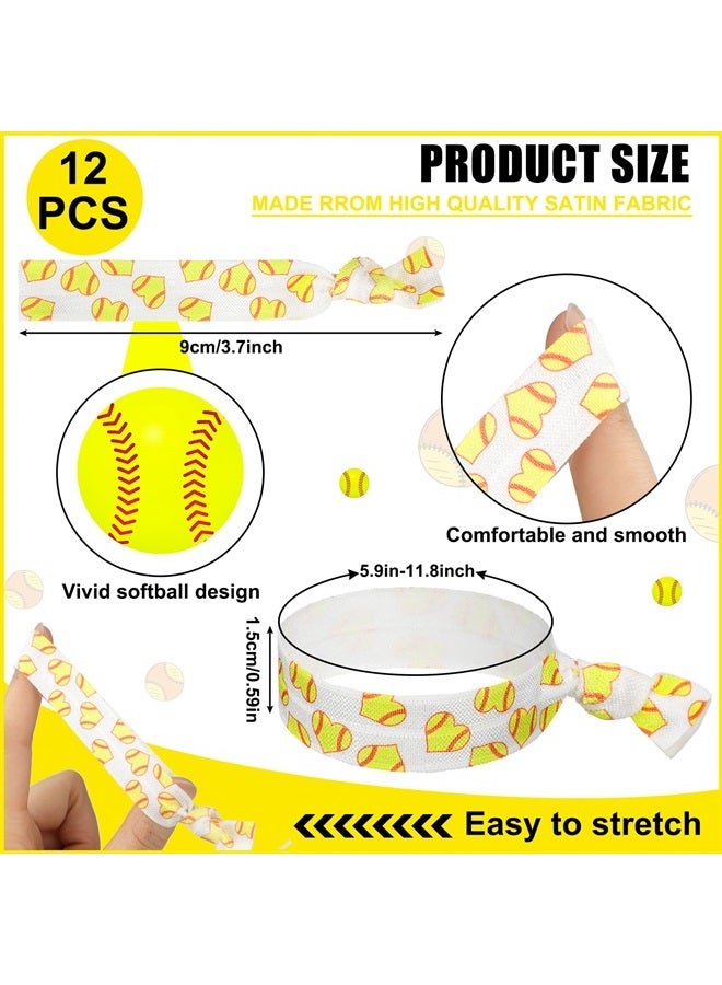 Kajaia 24 Pcs Softball Cosmetic Bag and Sport Hair Scrunchies, Softball Travel Pouch Canvas Makeup Bags Softball Hair Ties Elastic Hair Bands Ponytail Holders for Women Girls Team Gifts (Cute) - Image 3