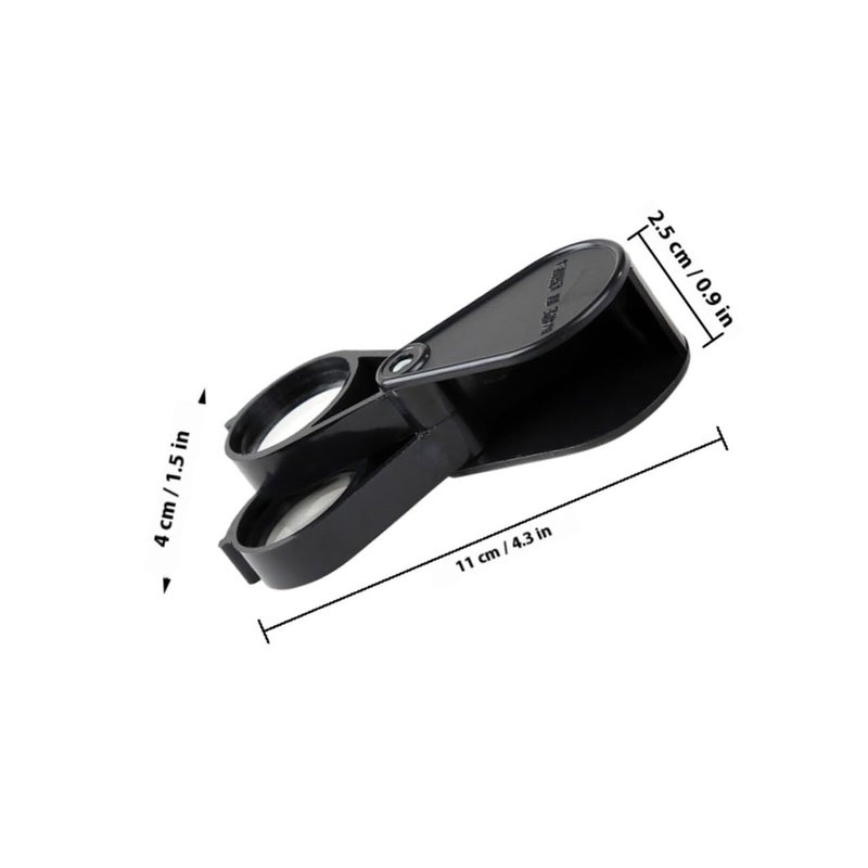 Dual Lens 10X 20X Foldable Magnifier Portable Handheld Loupe For Jewelry Watch Repair Outdoor Black - Image 3