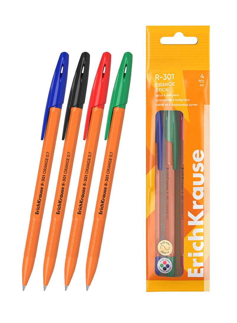 ErichKrause أقلام حبر جاف ر-301 الأصلية 4 قطع بسن 0.7 مم متعددة الألوان - Image 1
