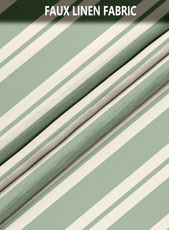 Tititex Cute Candy Cane Striped 140gsm Faux Linen Fabric Shower Curtain, Elegant Classic Sage Green Beige Shower Curtain Sets Decoration 72x72 Inch with Hooks - Image 5