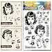 CHGCRAFT Female Face Clear Stamps Facial Expressions Transparent Stamps Retro Feel Silicone Clear Stamp Seals for Carding Making DIY Scrapbooking Photo Album Decoration 43x63 inch - Image 2