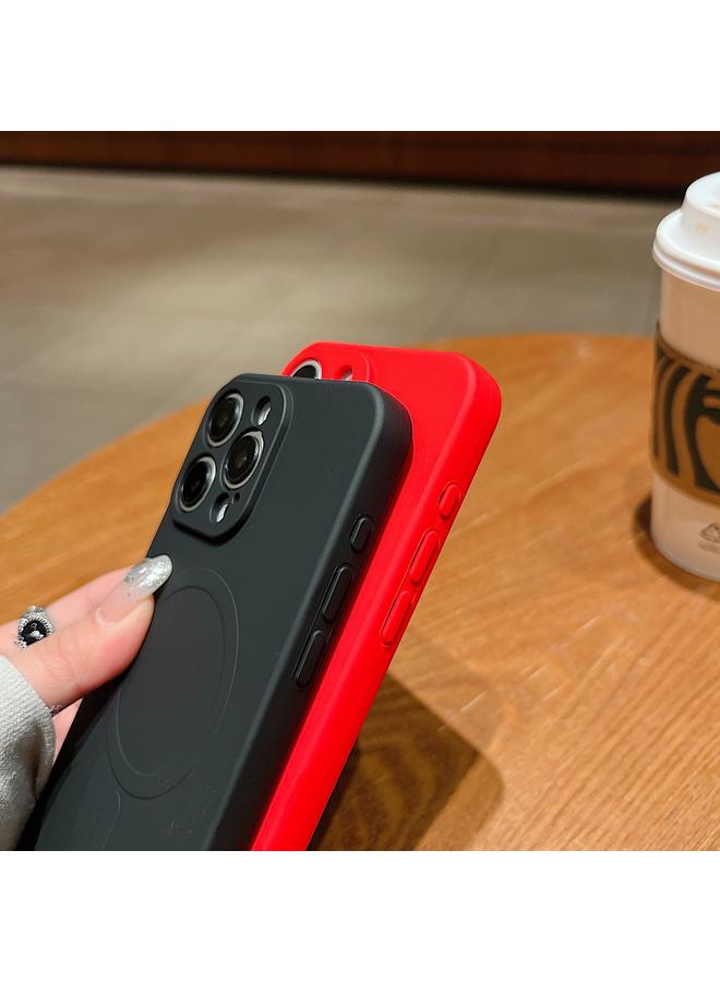 S-TOP Case For iPhone 15 Plus Solid Color Liquid Silicone MagSafe Magnetic Phone Case - Image 4