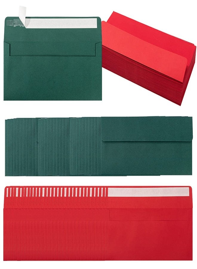 Wishop 100 Pack Christmas Green and Red #10 Business Envelopes Self Seal Standard Envelopes for Office Checks, Business, Letter Mailing Invoices, 4.13 x 9.49 Inches - Image 1