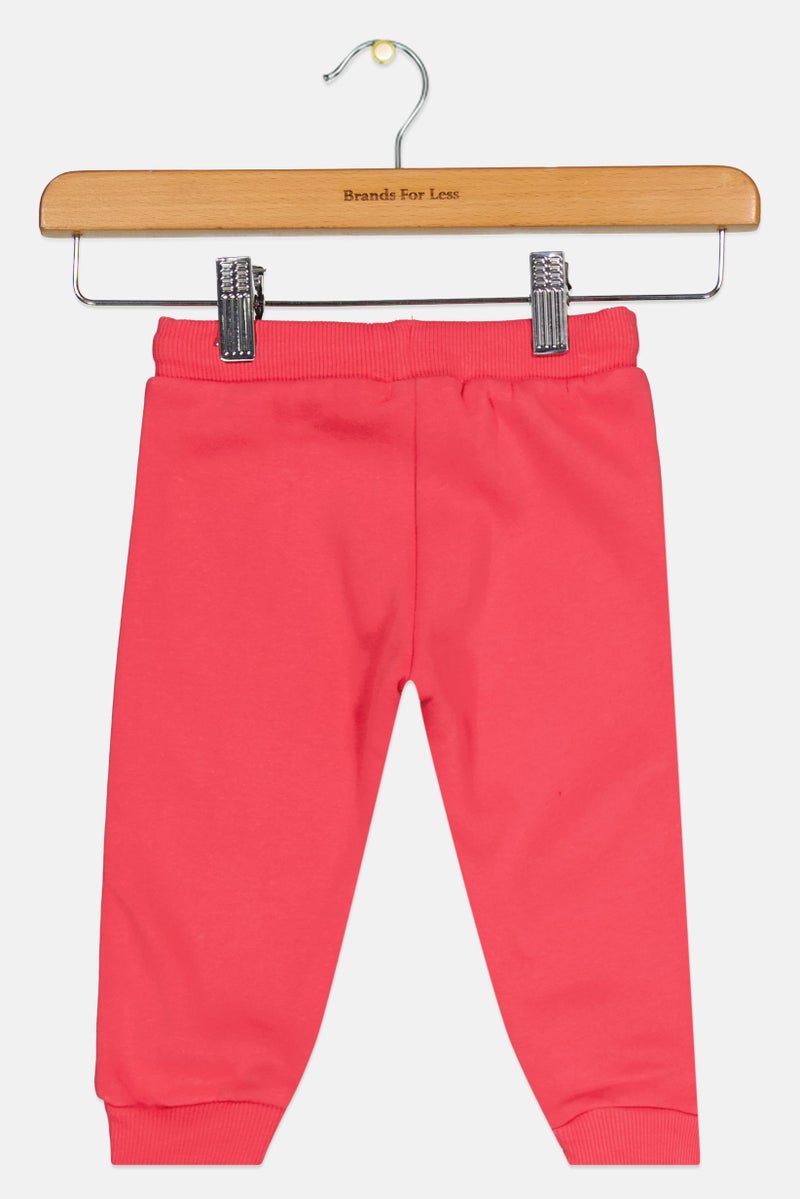 Fox Toddlers Girl Solid Drawstring Sweatpants, Coral - Image 2