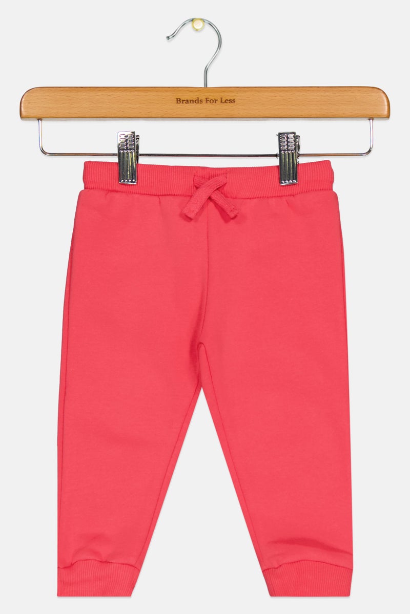 Fox Toddlers Girl Solid Drawstring Sweatpants, Coral - Image 1