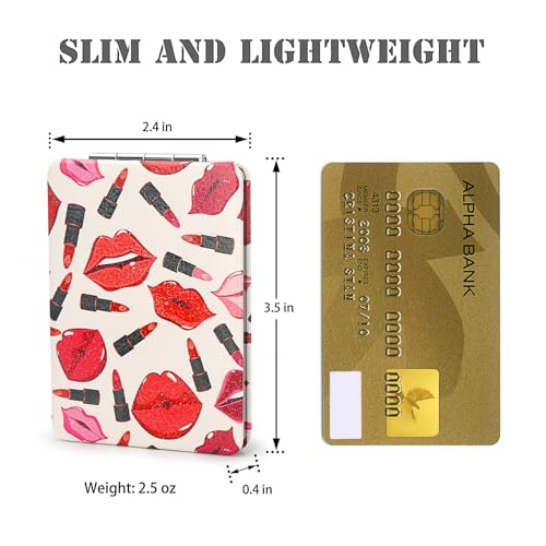 YTLX Quality Vanity Compact Makeup Mirror for Girls Women, Stylish Slim Travel Cosmetic Mirrors for Pocket Purse Wallet Handbag, Portable Magnifying Handheld Small Mirror Foldable Cute Lightweight - Image 2
