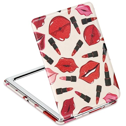 YTLX Quality Vanity Compact Makeup Mirror for Girls Women, Stylish Slim Travel Cosmetic Mirrors for Pocket Purse Wallet Handbag, Portable Magnifying Handheld Small Mirror Foldable Cute Lightweight - Image 1